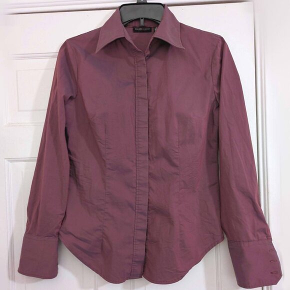 NEW YORK & CO y2k burgundy stretch blouse S - Picture 1 of 5